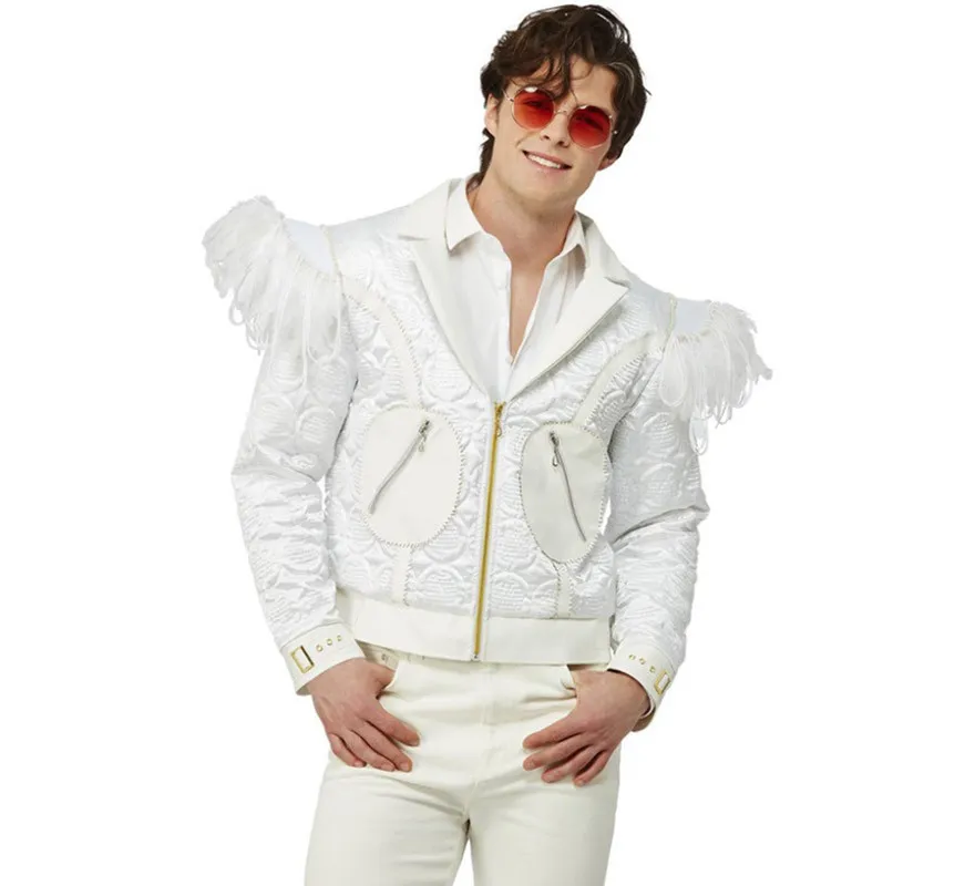 Piumino bianco con dettagli Elton John